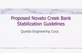 Proposed Novato Creek Bank Stabilization Guidelines