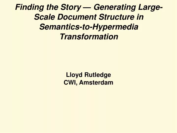 lloyd rutledge cwi amsterdam