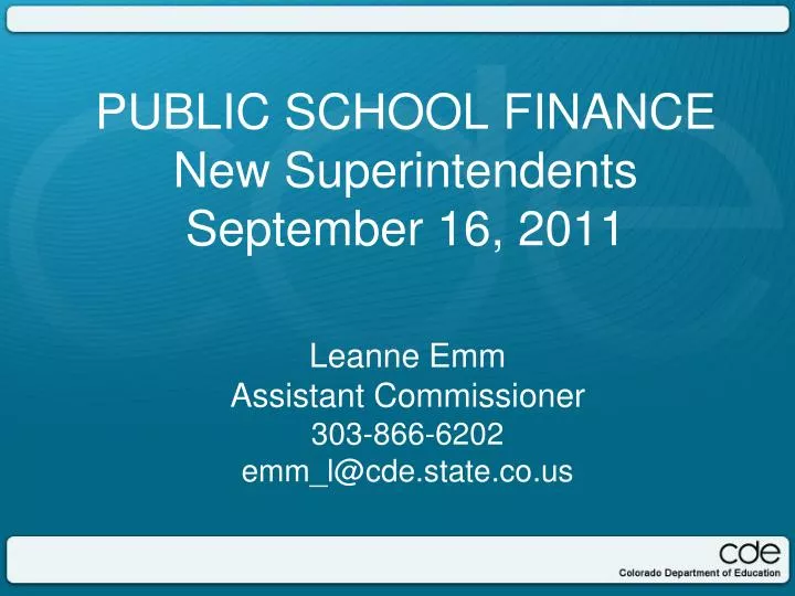 public school finance new superintendents september 16 2011