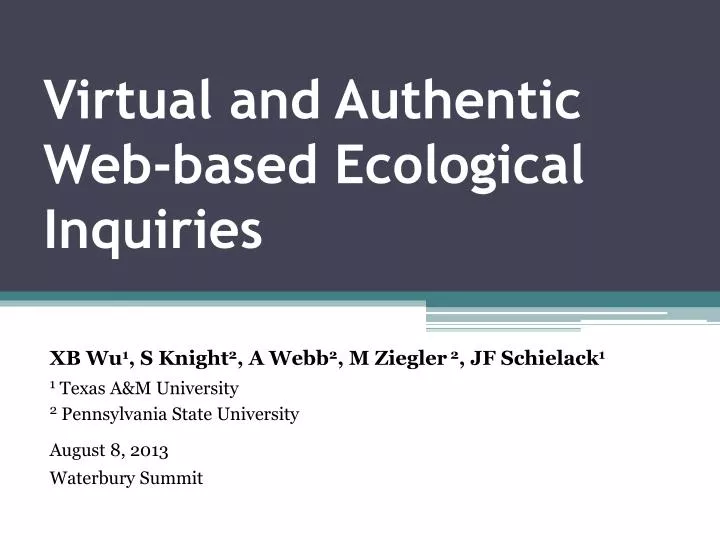 virtual and authentic web based ecological inquiries