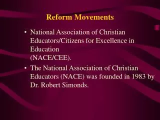 Reform Movements