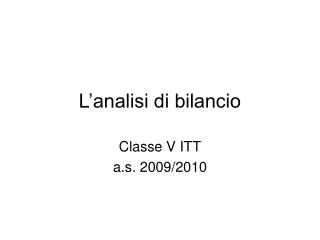 l analisi di bilancio