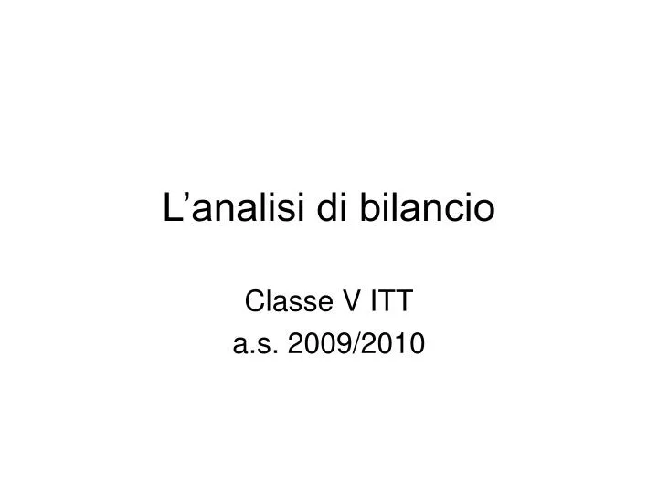 l analisi di bilancio