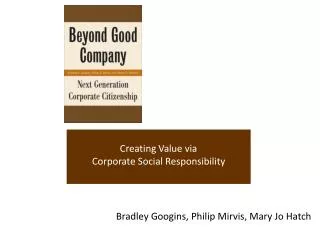 Creating Value via Corporate Social Responsibility