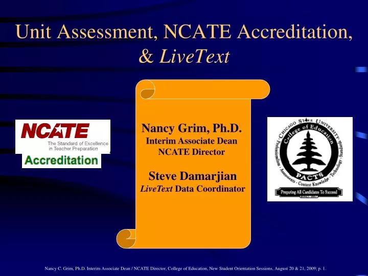 unit assessment ncate accreditation livetext