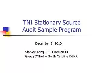TNI Stationary Source Audit Sample Program