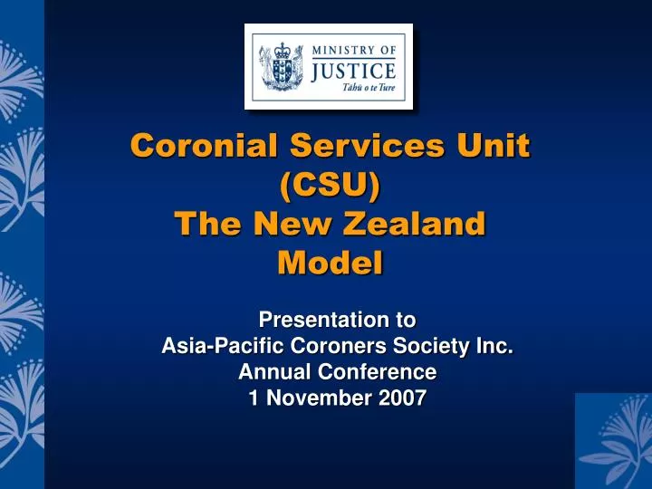 presentation to asia pacific coroners society inc annual conference 1 november 2007