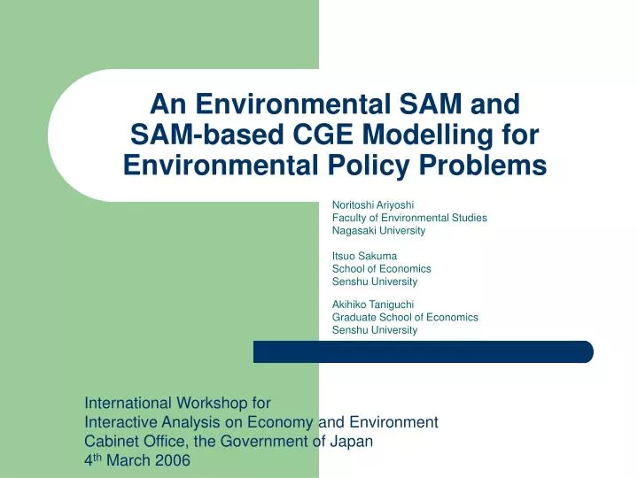 an environmental sam and sam based cge modelling for environmental policy problems