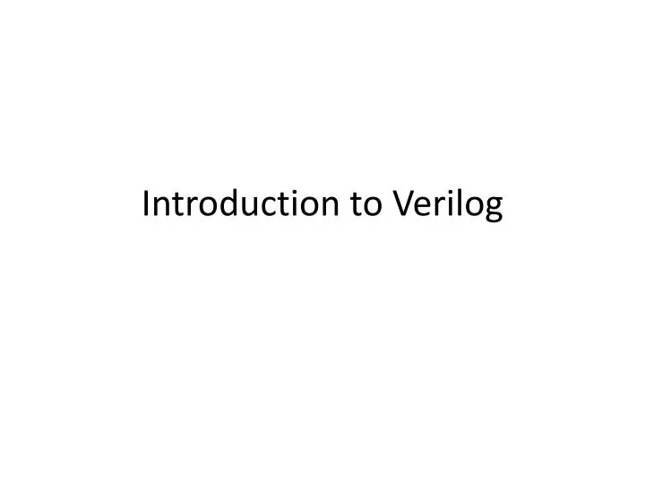 introduction to verilog