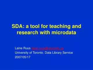 SDA: a tool for teaching and research with microdata