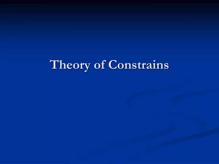 theory of constrains