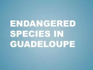 ENDANGERED SPECIES IN GUADELOUPE