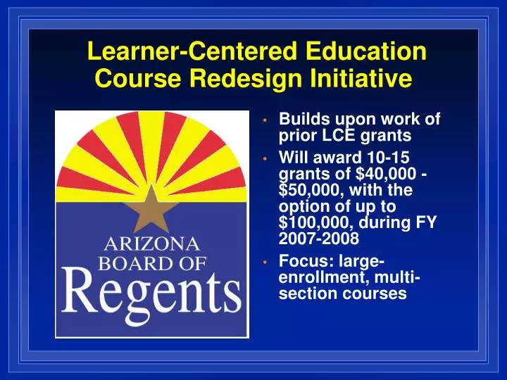 learner centered education course redesign initiative