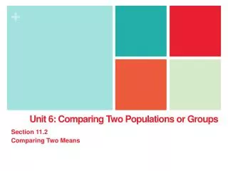 Unit 6: Comparing Two Populations or Groups