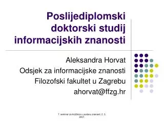 poslijediplomski doktorski studij informacijskih znanosti