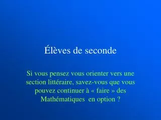 l ves de seconde