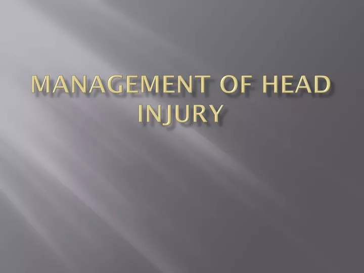 management of head injury