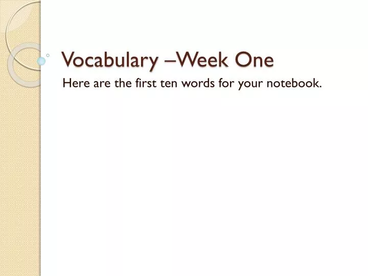vocabulary week one