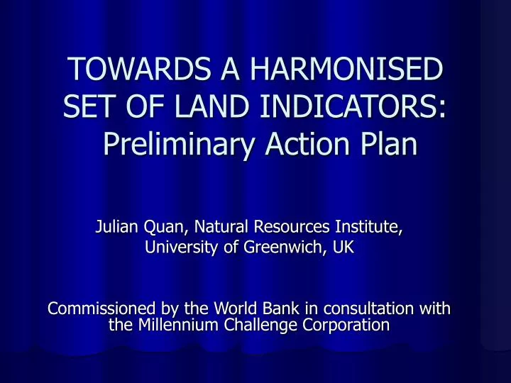 towards a harmonised set of land indicators preliminary action plan