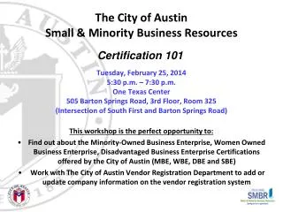 The City of Austin Small &amp; Minority Business Resources
