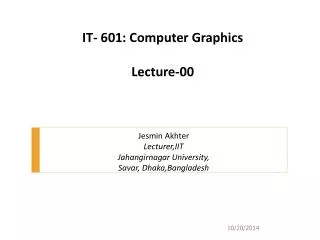 IT- 601: Computer Graphics Lecture-00