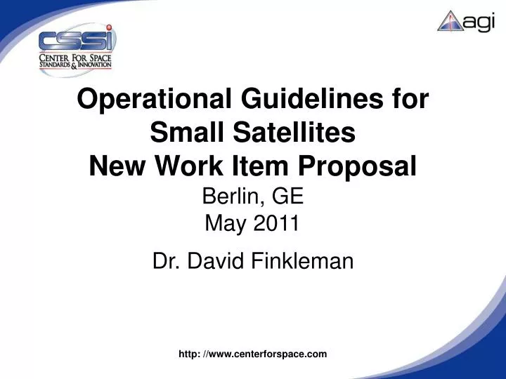 operational guidelines for small satellites new work item proposal berlin ge may 2011
