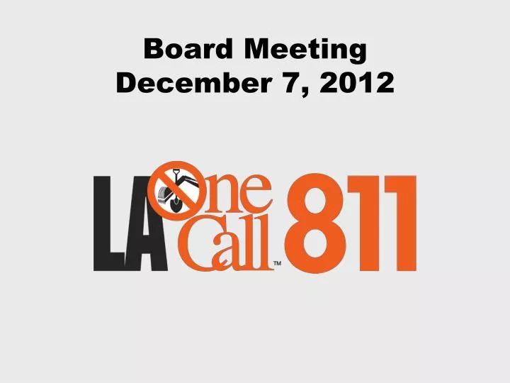 board meeting december 7 2012