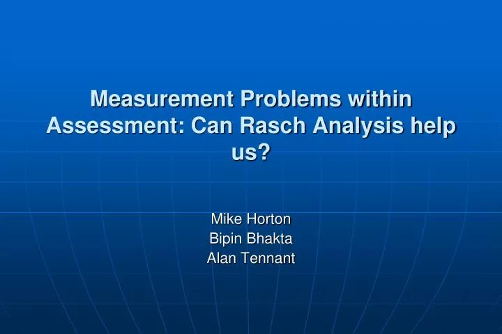measurement problems within assessment can rasch analysis help us