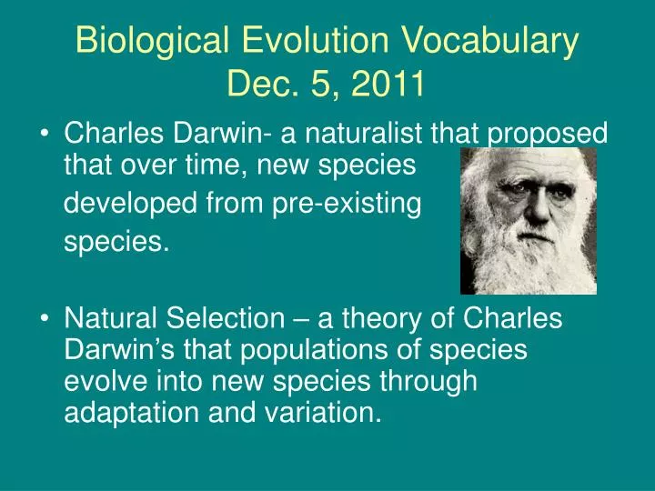 biological evolution vocabulary dec 5 2011