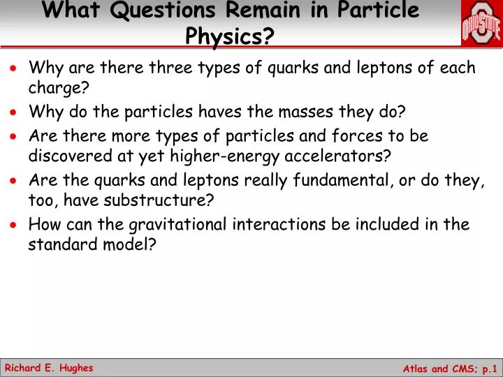 what questions remain in particle physics
