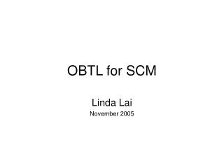 OBTL for SCM