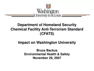 Department of Homeland Security (DHS) Chemical Facility Anti-Terrorism Standard