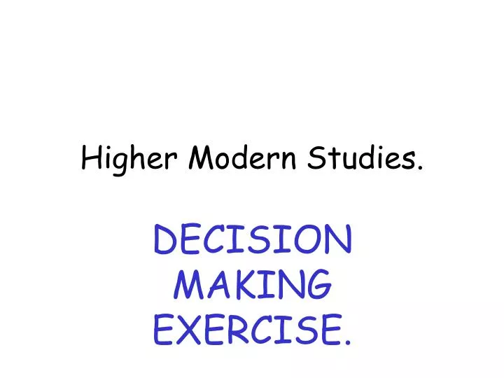 higher modern studies