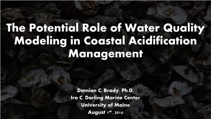 the potential role of water quality modeling in coastal acidification management