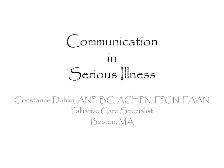 communication in serious illness