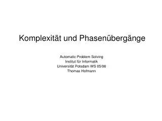 komplexit t und phasen berg nge