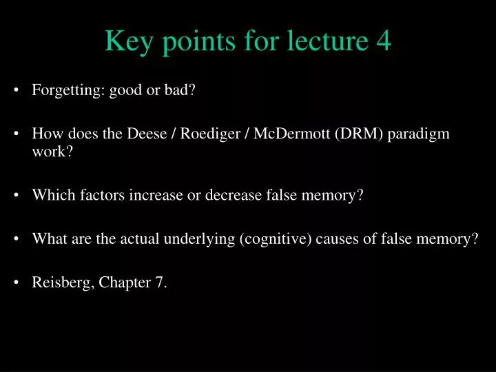 key points for lecture 4