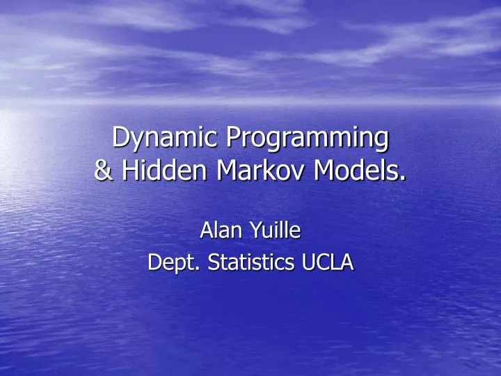 dynamic programming hidden markov models