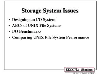 Storage System Issues