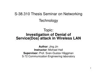 S-38.310 Thesis Seminar on Networking Technology