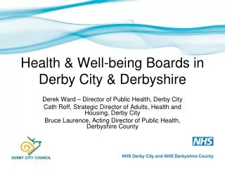 Health &amp; Well-being Boards in Derby City &amp; Derbyshire