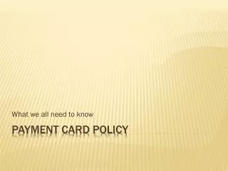 Payment Card Policy