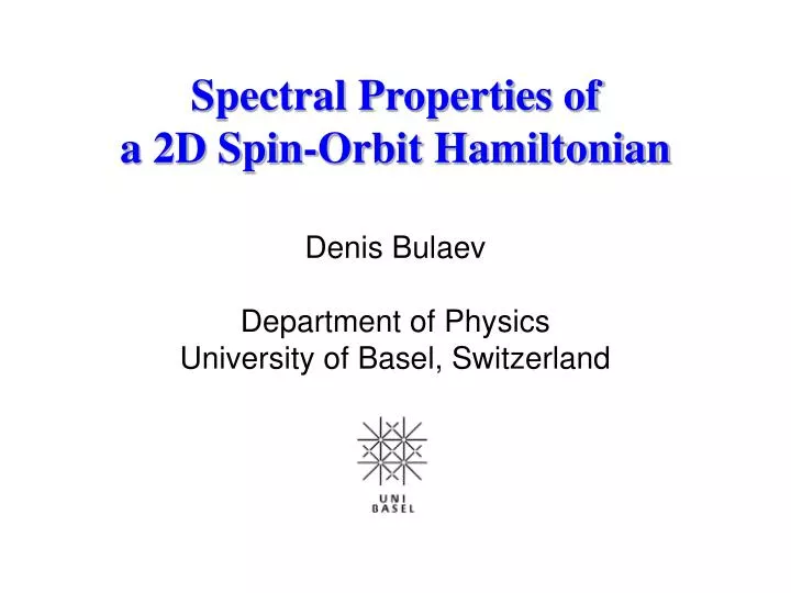 spectral properties of a 2d spin orbit hamiltonian