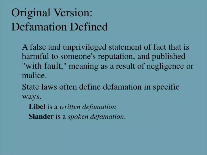 original version defamation defined