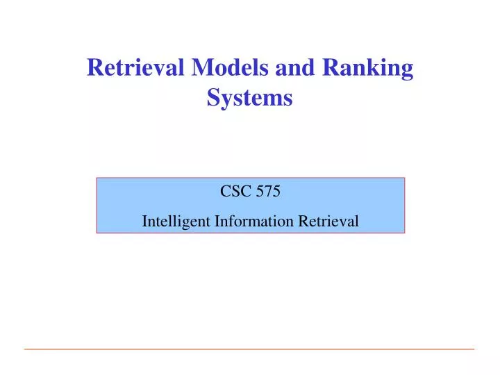 retrieval models and ranking systems