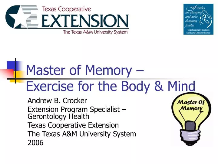 master of memory exercise for the body mind