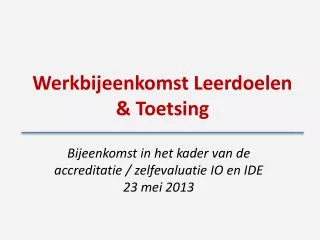 werkbijeenkomst leerdoelen toetsing