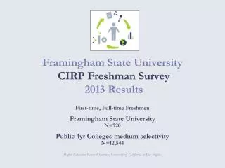 framingham state university cirp freshman survey 2013 results