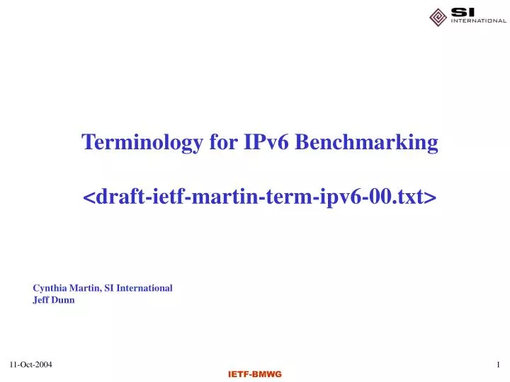 terminology for ipv6 benchmarking draft ietf martin term ipv6 00 txt
