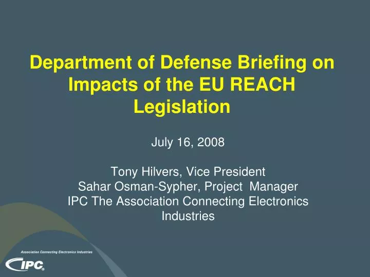 department of defense briefing on impacts of the eu reach legislation
